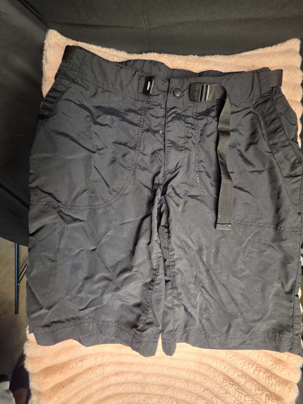 REI Women's Belted Hiking Shorts Black UPF 50+ Nylon Size 14